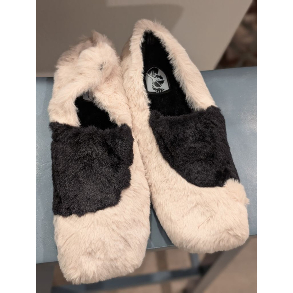 Women's VHNY Color Block Faux Fur Slippers US 10 Cream Black - Picture 5 of 11